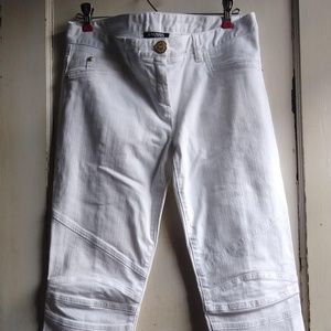 Women's Balmain Jeans, White Moto, FR40 US8